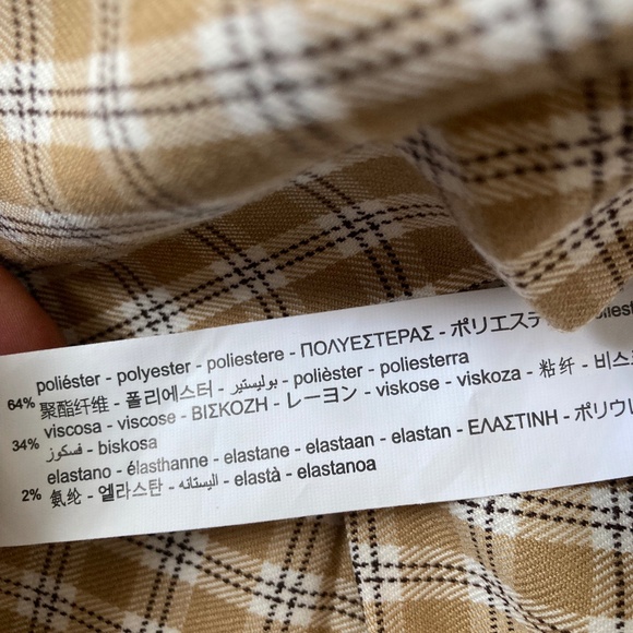 Zara Pleated Mini Skirt Tan Plaid Girls sz 13-14 Preppy School Fall - Picture 7 of 7